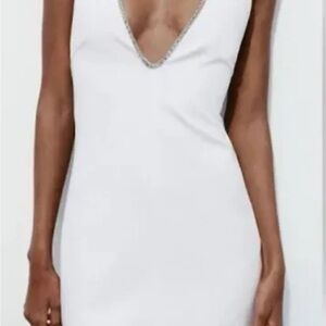 Zara White Dress with Silver Accents